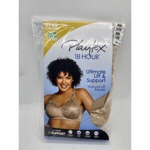 Playtex 18 Hour Bra 4745 Wirefree Ultimate Lift & Support Womens 40 D NUDE Beige